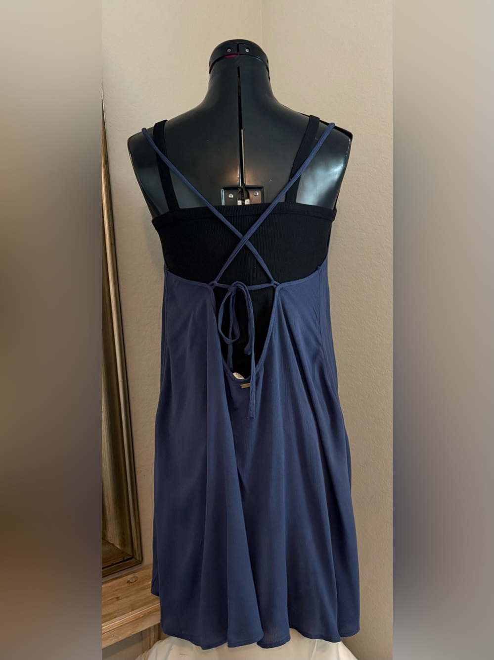 Roxy Windy Fly Away Strappy Blue Women’s Dress Size M Viscose crepe - Picture 4 of 8